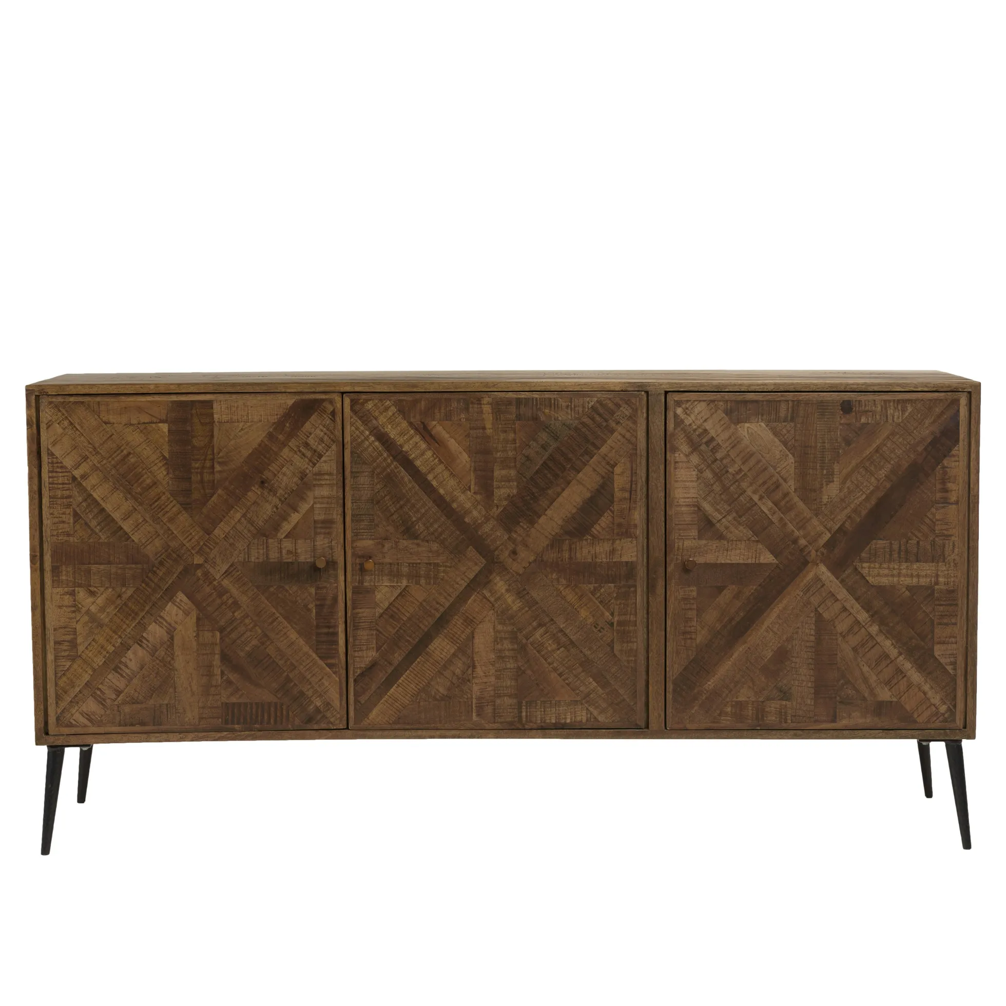 Buffet 3 portes bois recyclé marqueterie KORKAI