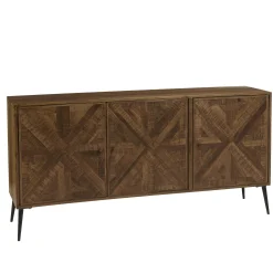 Buffet 3 portes bois recyclé marqueterie KORKAI