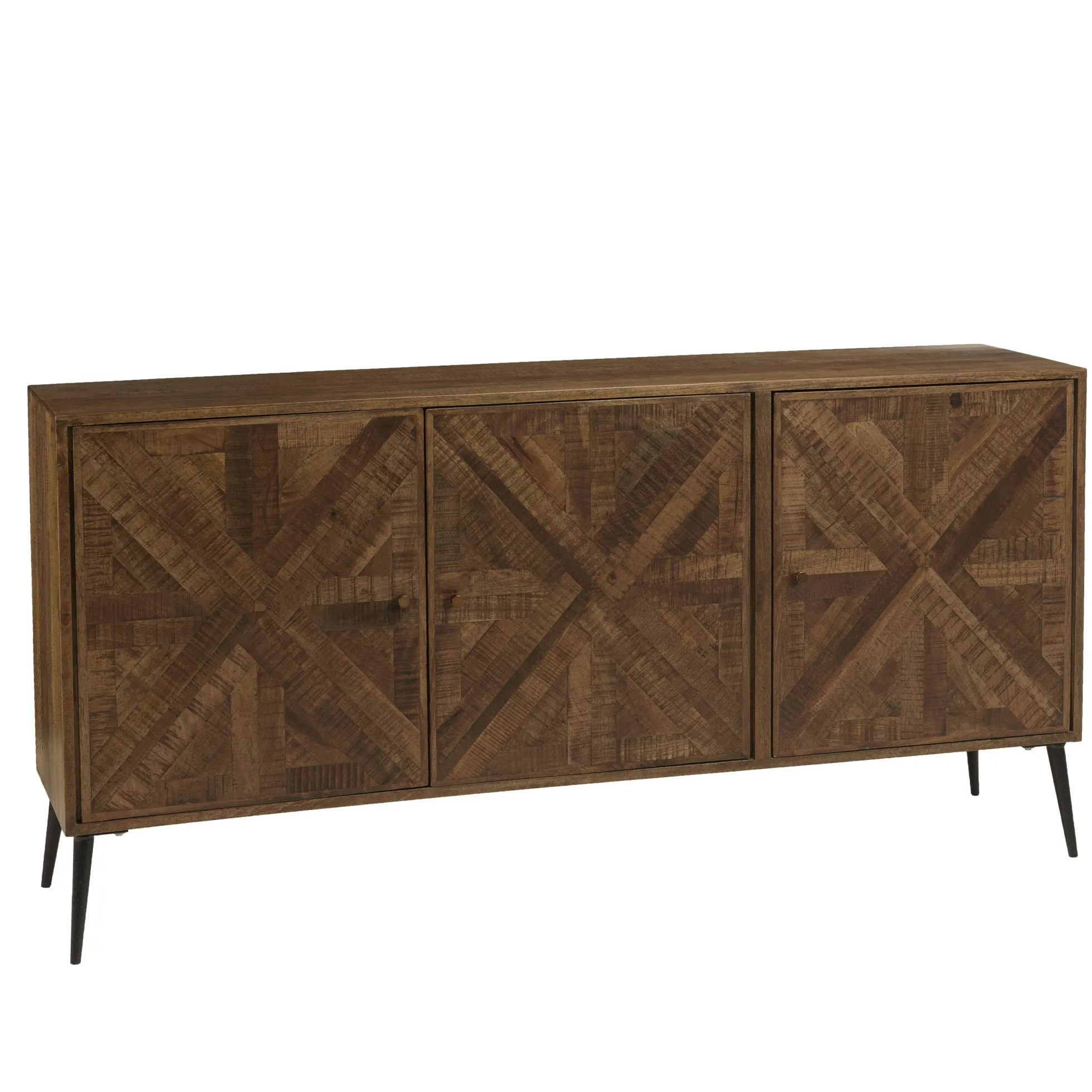 Buffet 3 portes bois recyclé marqueterie KORKAI