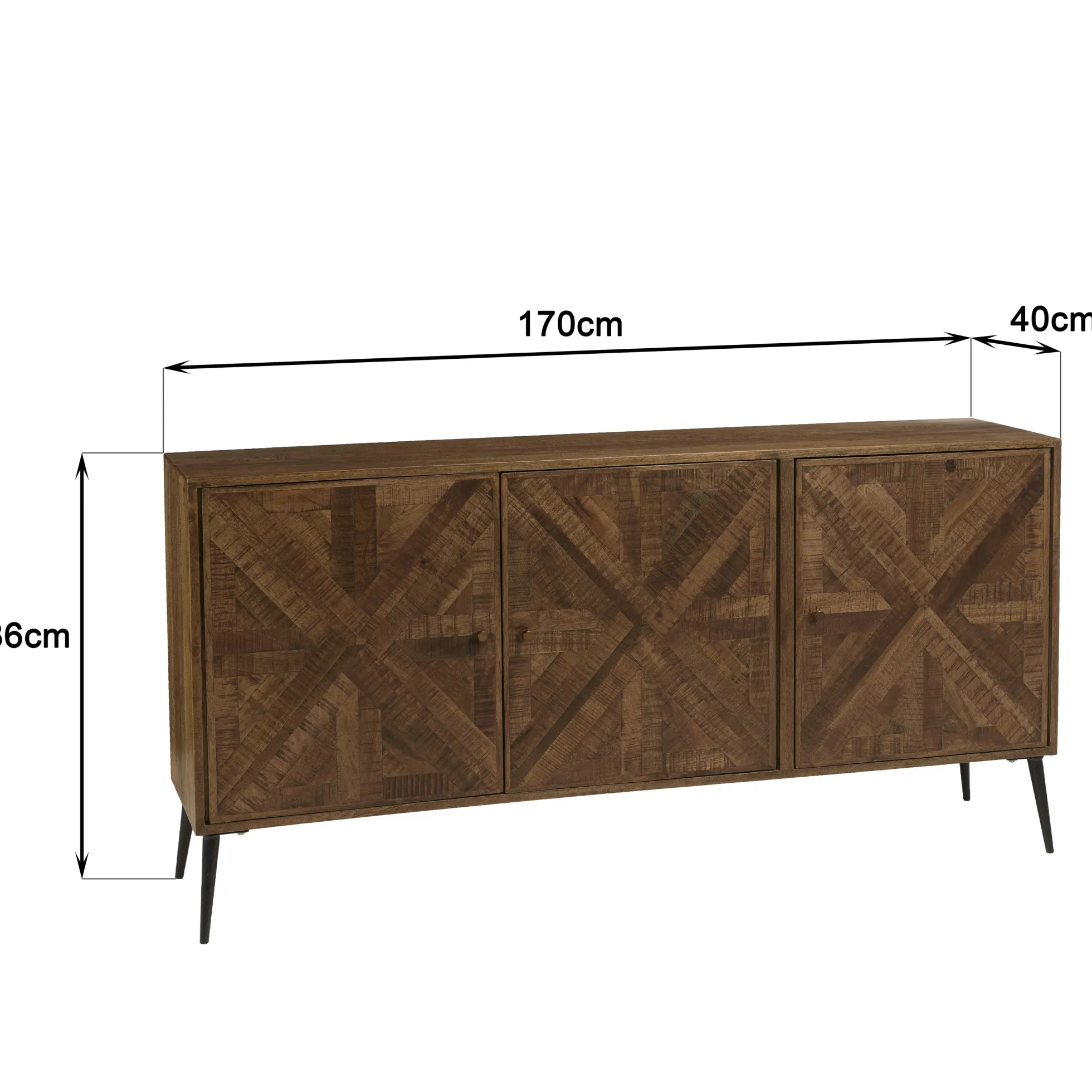 Buffet 3 portes bois recyclé marqueterie KORKAI