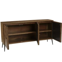 Buffet 3 portes bois recyclé marqueterie KORKAI