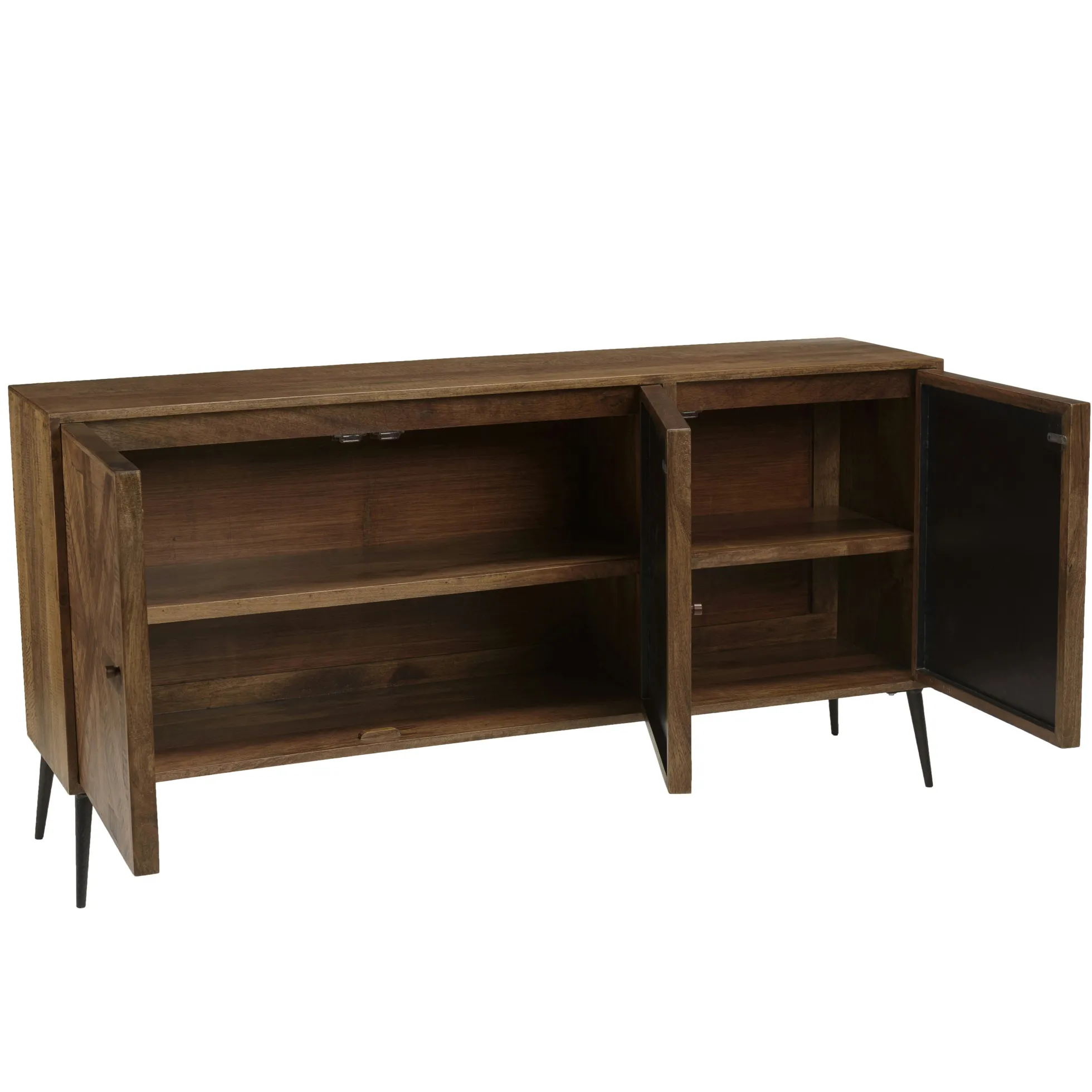Buffet 3 portes bois recyclé marqueterie KORKAI