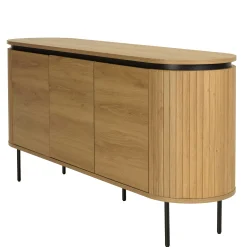 Buffet 3 portes bords arrondis bois décor strié JINAN