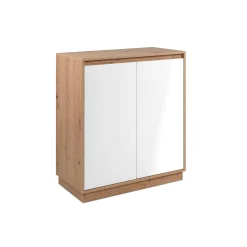 Buffet 2 portes décor bois et blanc ALVA