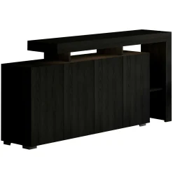Buffet 4 portes décor bois noir à cadre ouvert AURA