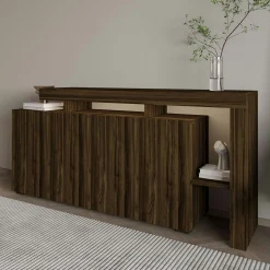 Buffet 4 portes décor noyer à cadre ouvert AURA
