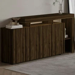 Buffet 4 portes décor noyer à cadre ouvert AURA