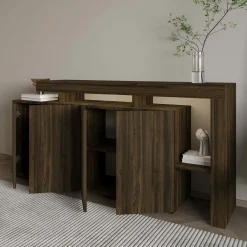 Buffet 4 portes décor noyer à cadre ouvert AURA
