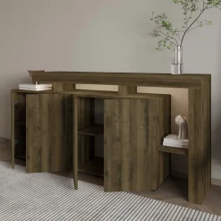 Buffet 4 portes décor noyer clair à cadre ouvert AURA