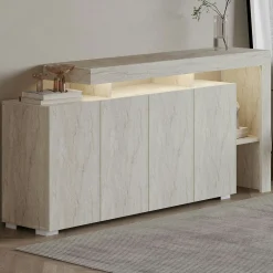 Buffet 4 portes décor travertin à cadre ouvert AURA