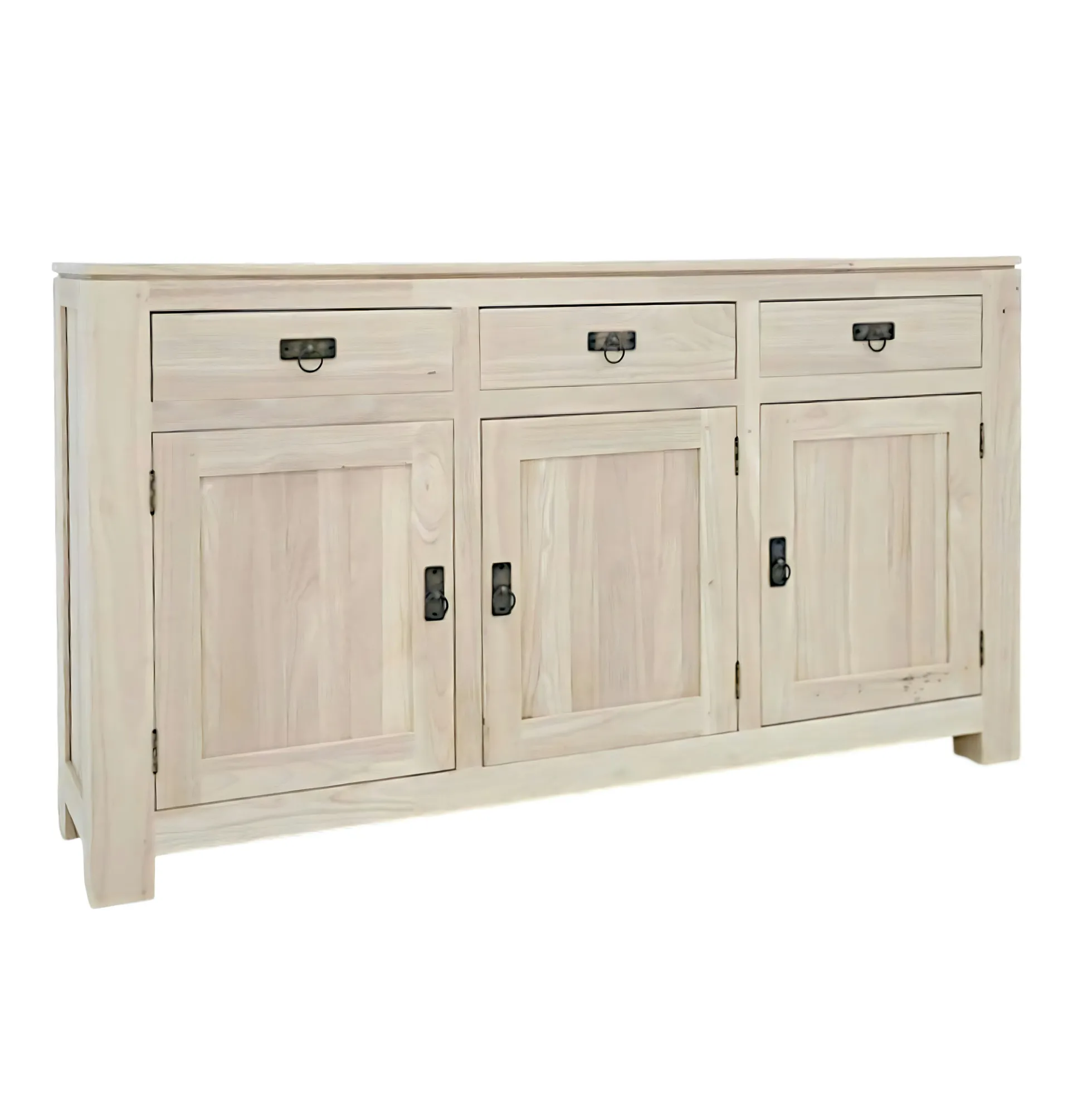 Buffet 3 portes exotique hévéa 150cm HELENA