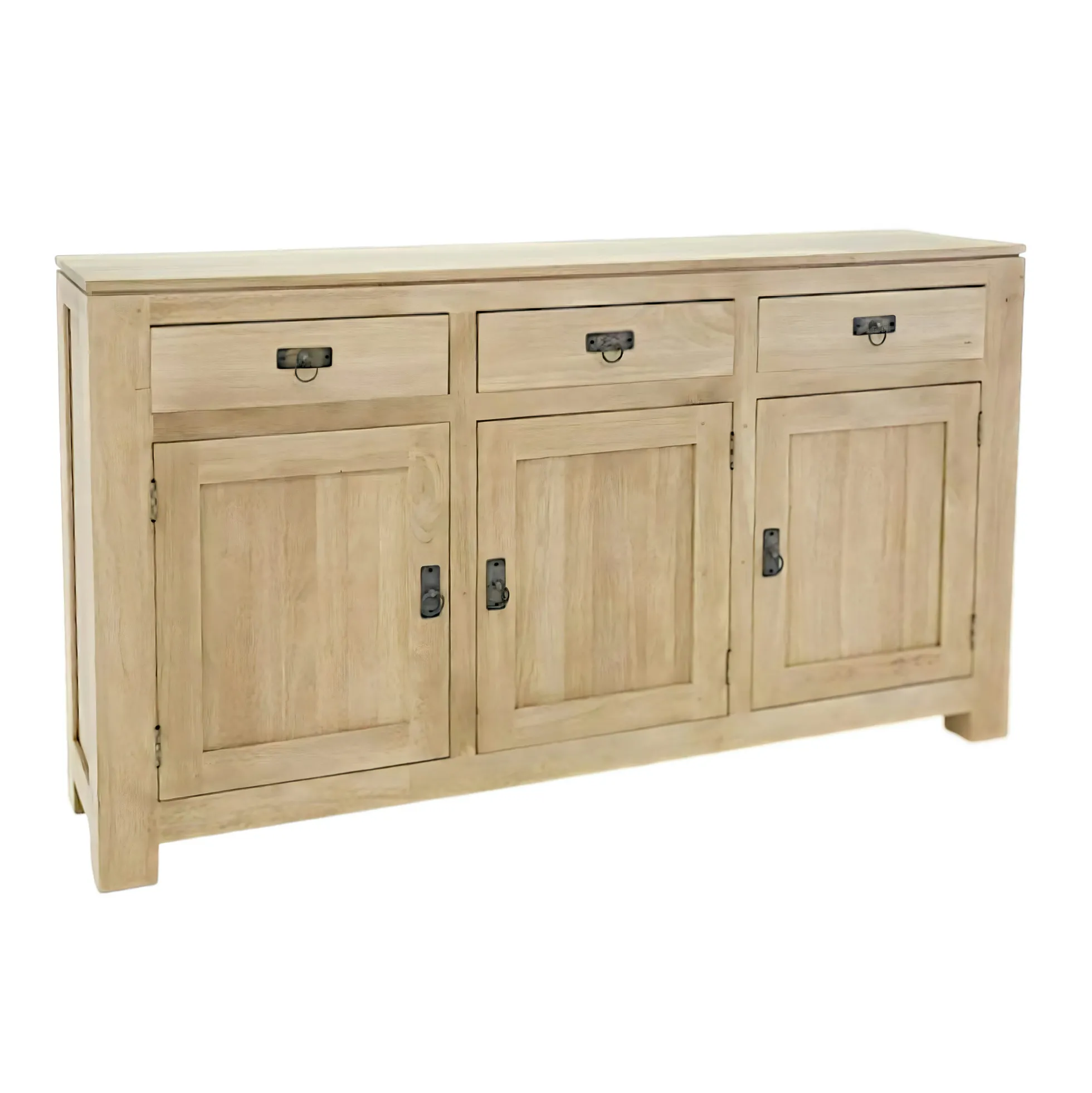 Buffet 3 portes exotique hévéa 150cm HELENA