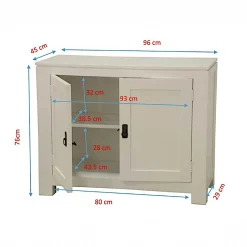Buffet 2 portes exotique hévéa 96cm HELENA