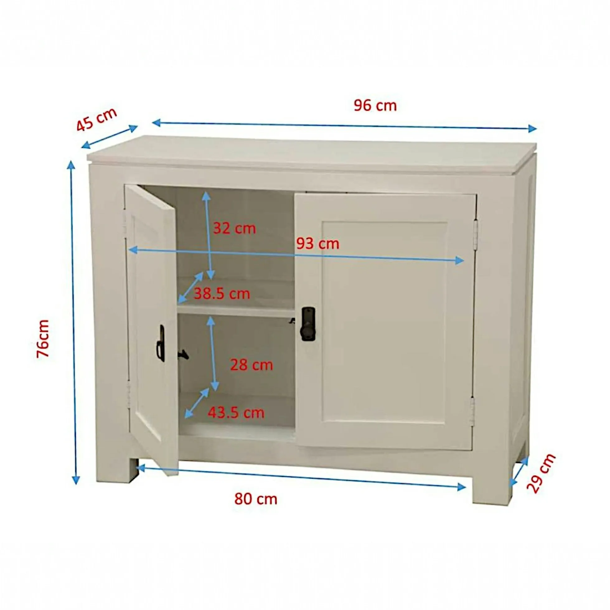 Buffet 2 portes exotique hévéa 96cm HELENA