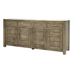 Buffet 4 portes hévéa massif moderne 200cm ATTAN