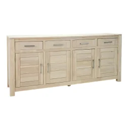 Buffet 4 portes hévéa massif moderne 200cm ATTAN