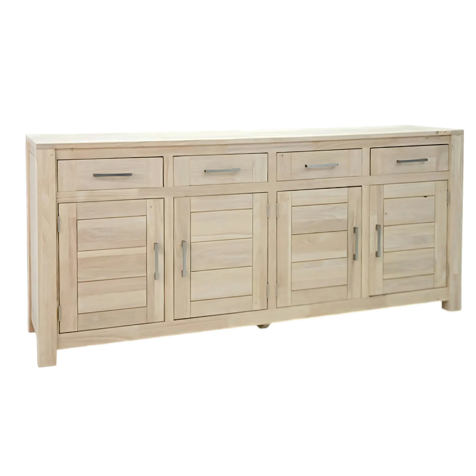 Buffet 4 portes hévéa massif moderne 200cm ATTAN
