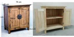 Buffet 2 portes hévéa 75x45x80cm MAORI