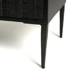 Buffet 4 portes motifs sculptés bois noir SURATE