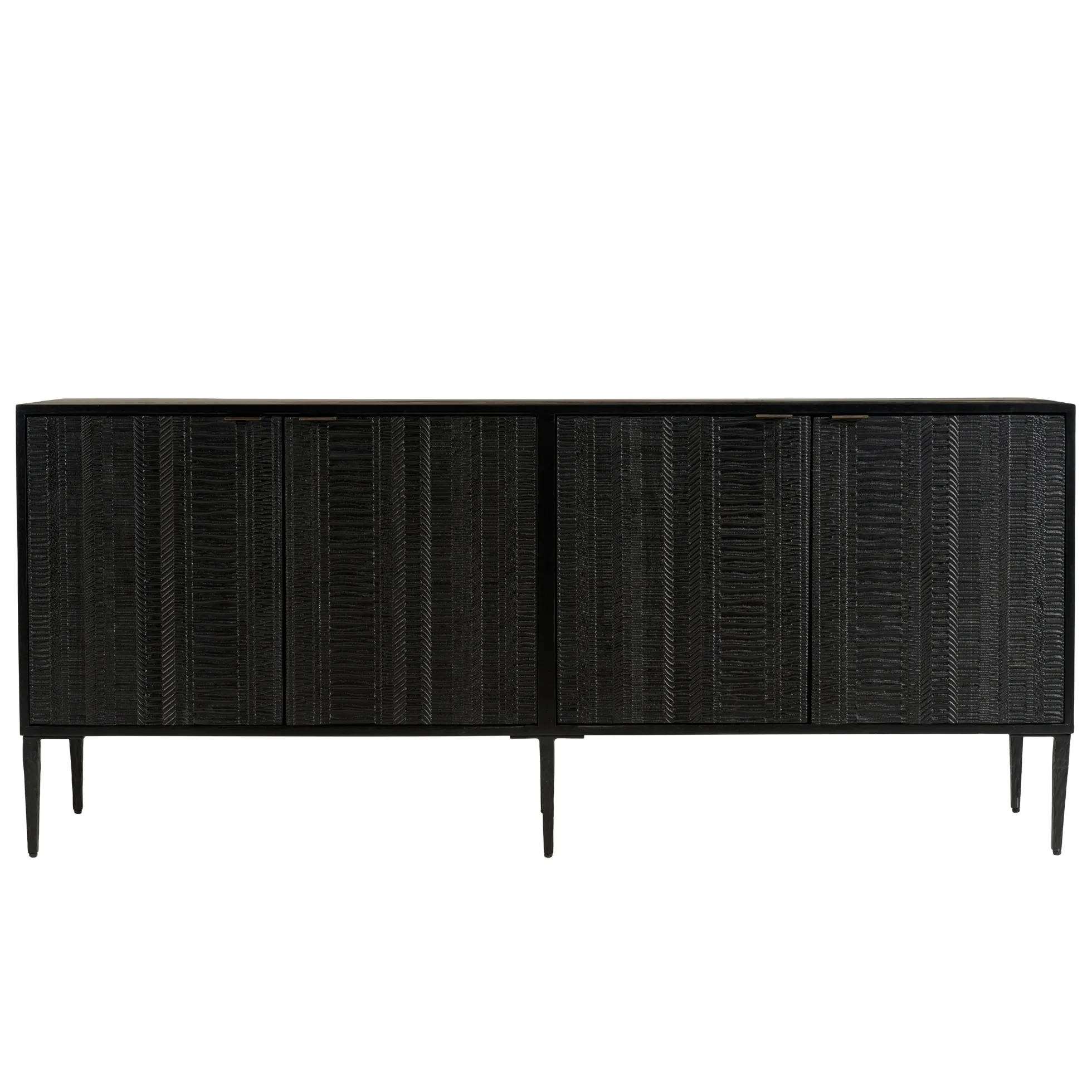 Buffet 4 portes motifs sculptés bois noir SURATE