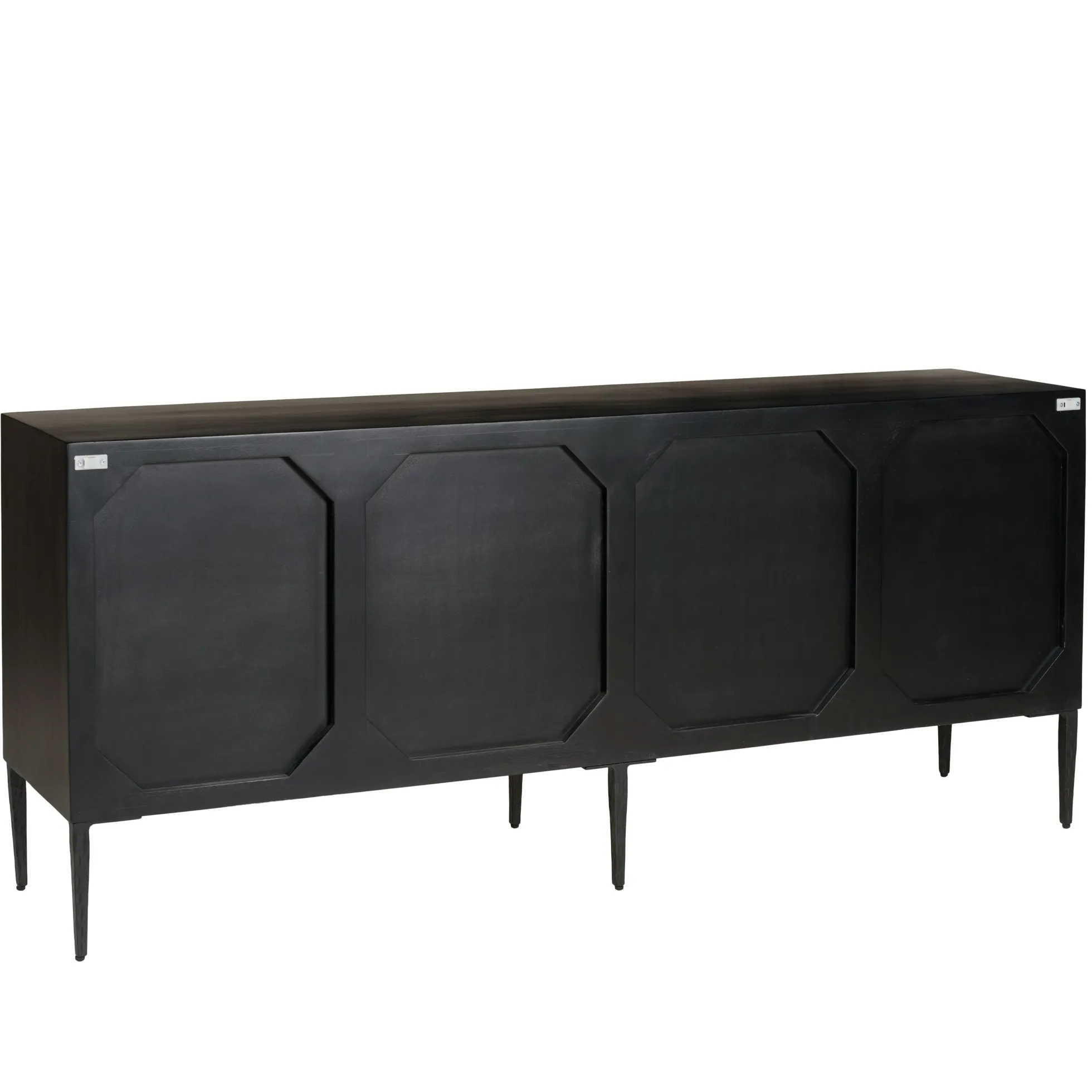 Buffet 4 portes motifs sculptés bois noir SURATE