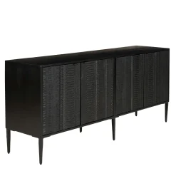 Buffet 4 portes motifs sculptés bois noir SURATE