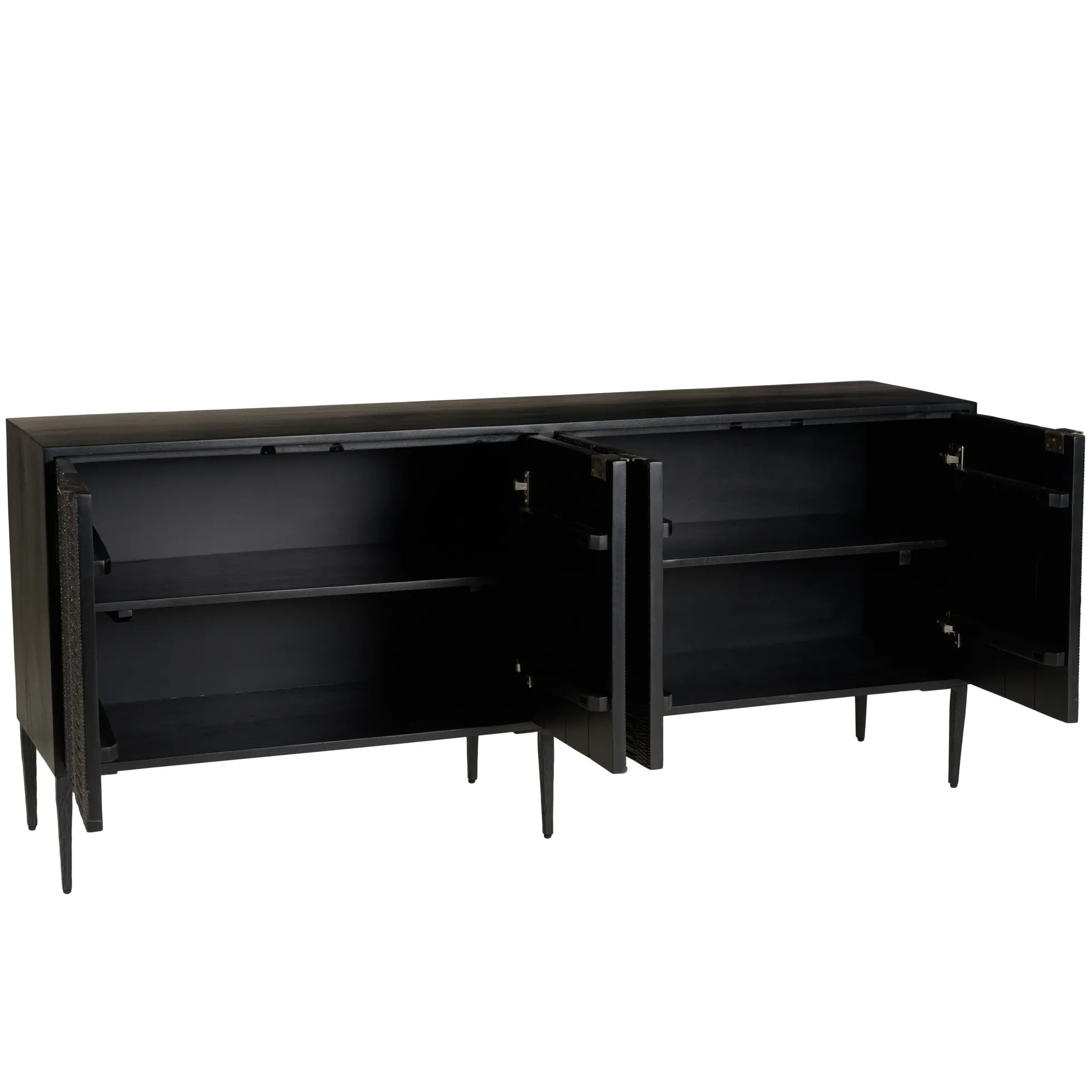 Buffet 4 portes motifs sculptés bois noir SURATE