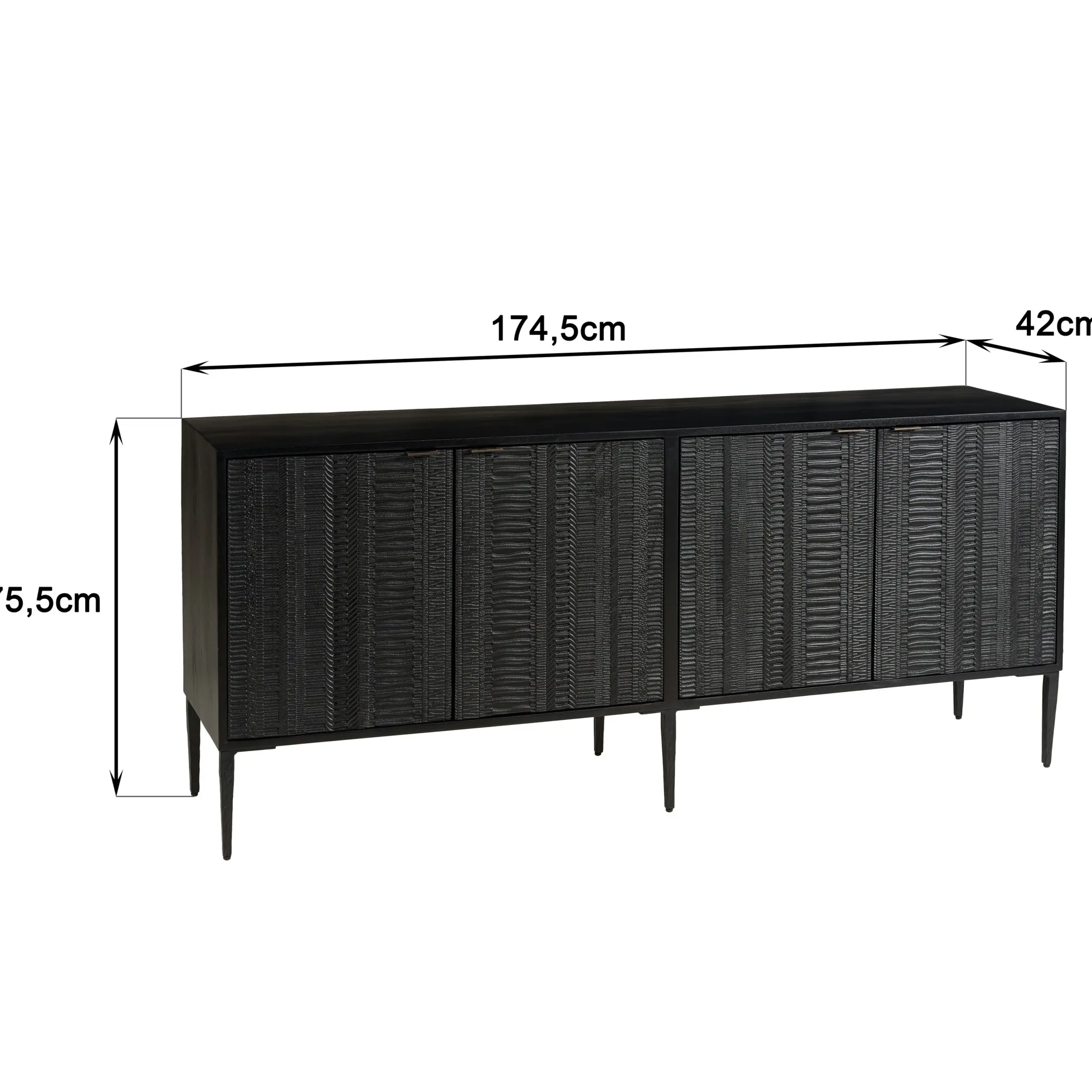 Buffet 4 portes motifs sculptés bois noir SURATE