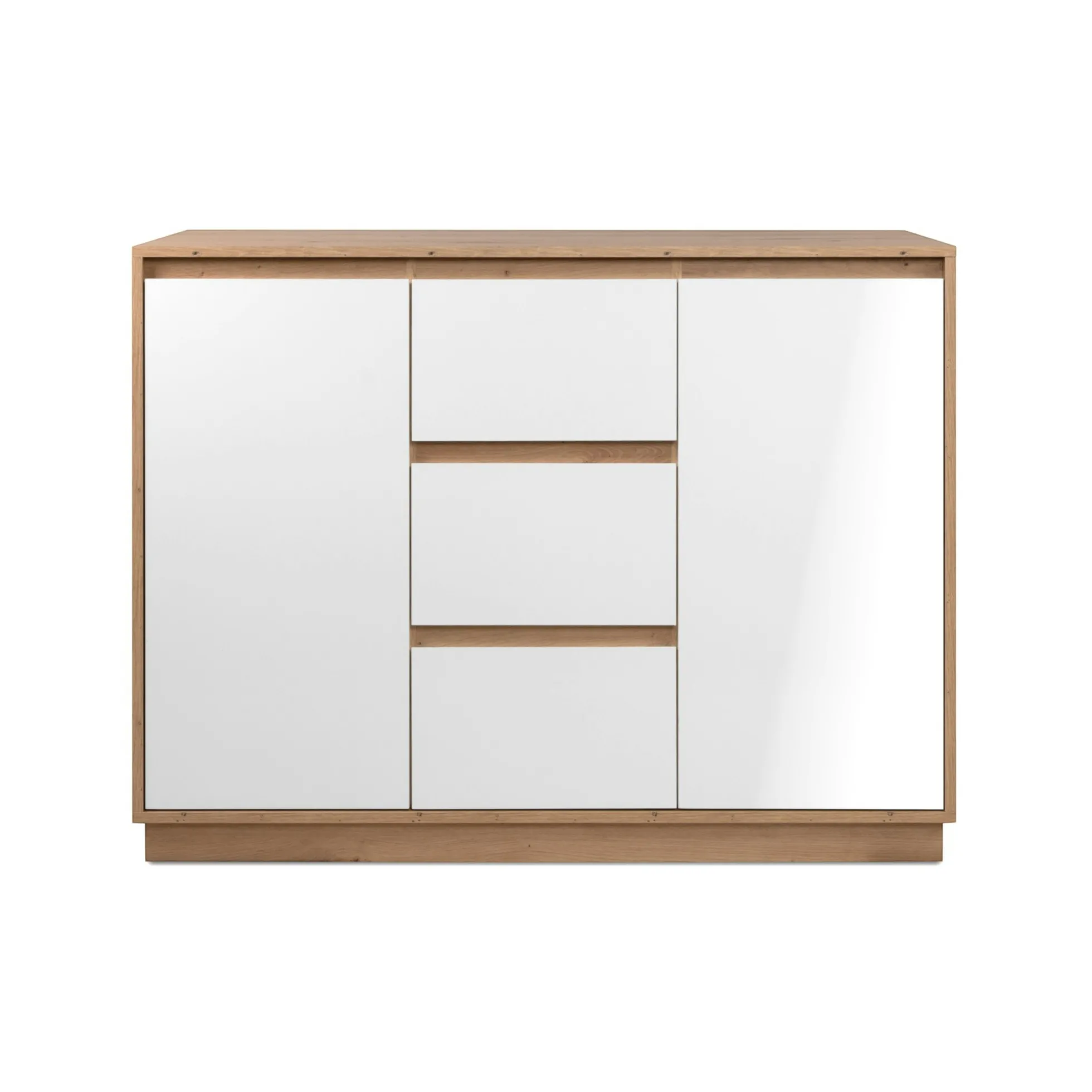 Buffet 2 portes 3 tiroirs décor bois et blanc ALVA