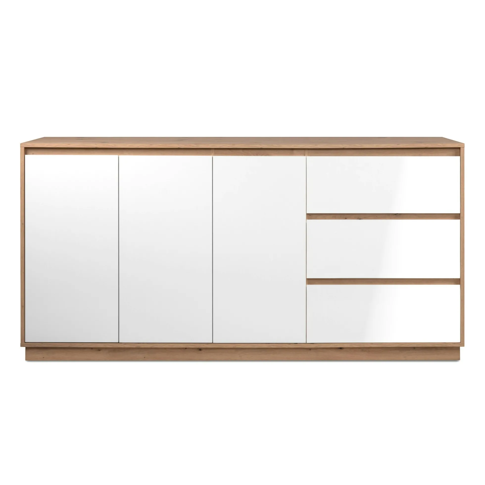 Buffet 3 portes 3 tiroirs décor bois et blanc ALVA