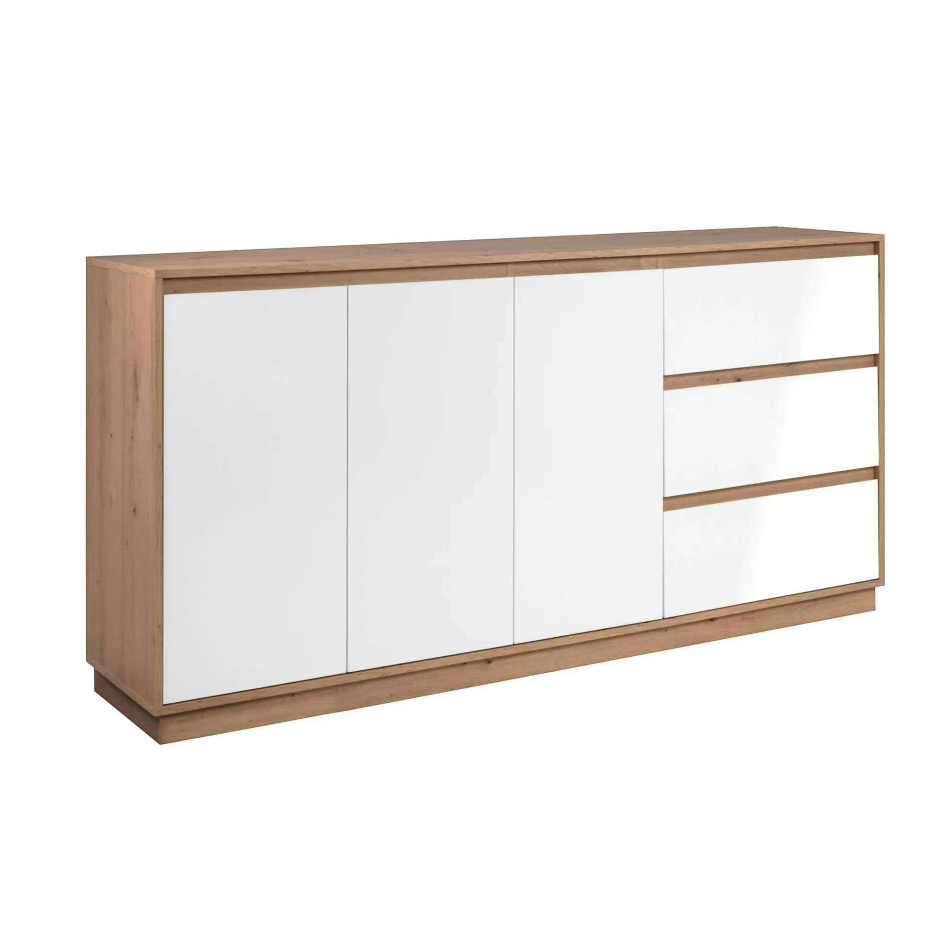 Buffet 3 portes 3 tiroirs décor bois et blanc ALVA