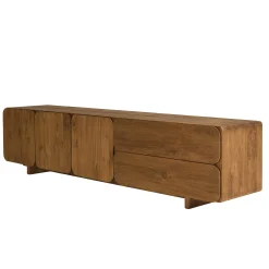 Buffet 3 portes 2 tiroirs 200x48cm en bois de teck recyclé SWING