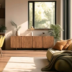 Buffet 4 portes 200x65cm en bois de teck recyclé SWING