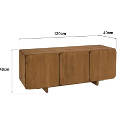 Buffet 3 portes 120x40cm en bois de teck recyclé SWING
