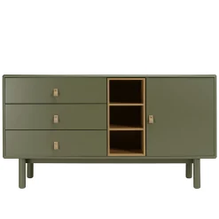 Buffet 1 porte 3 tiroirs bois vert nature GUILIN