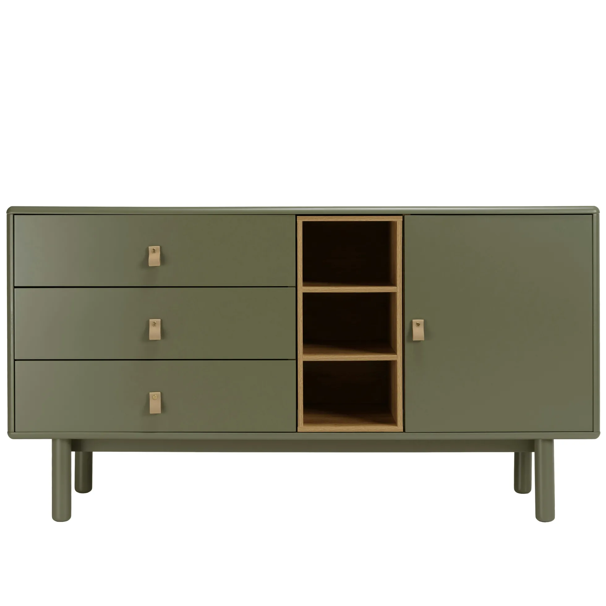Buffet 1 porte 3 tiroirs bois vert nature GUILIN