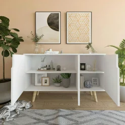 Buffet salle à manger blanc à poignées intégrées MARFA