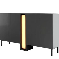 Buffet salle à manger 4 portes gris colonne LED AURA
