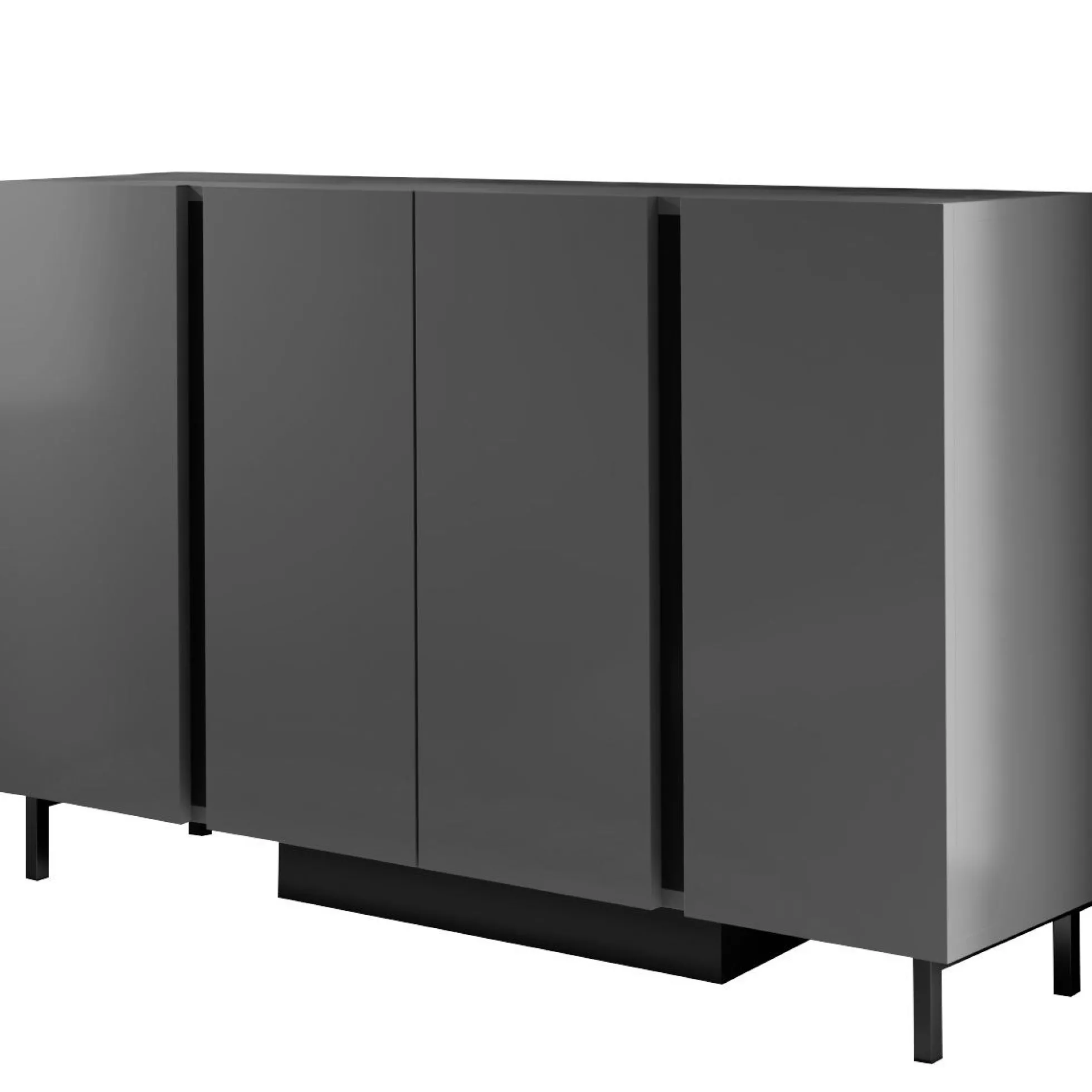 Buffet salle à manger 4 portes LED gris foncé AURA
