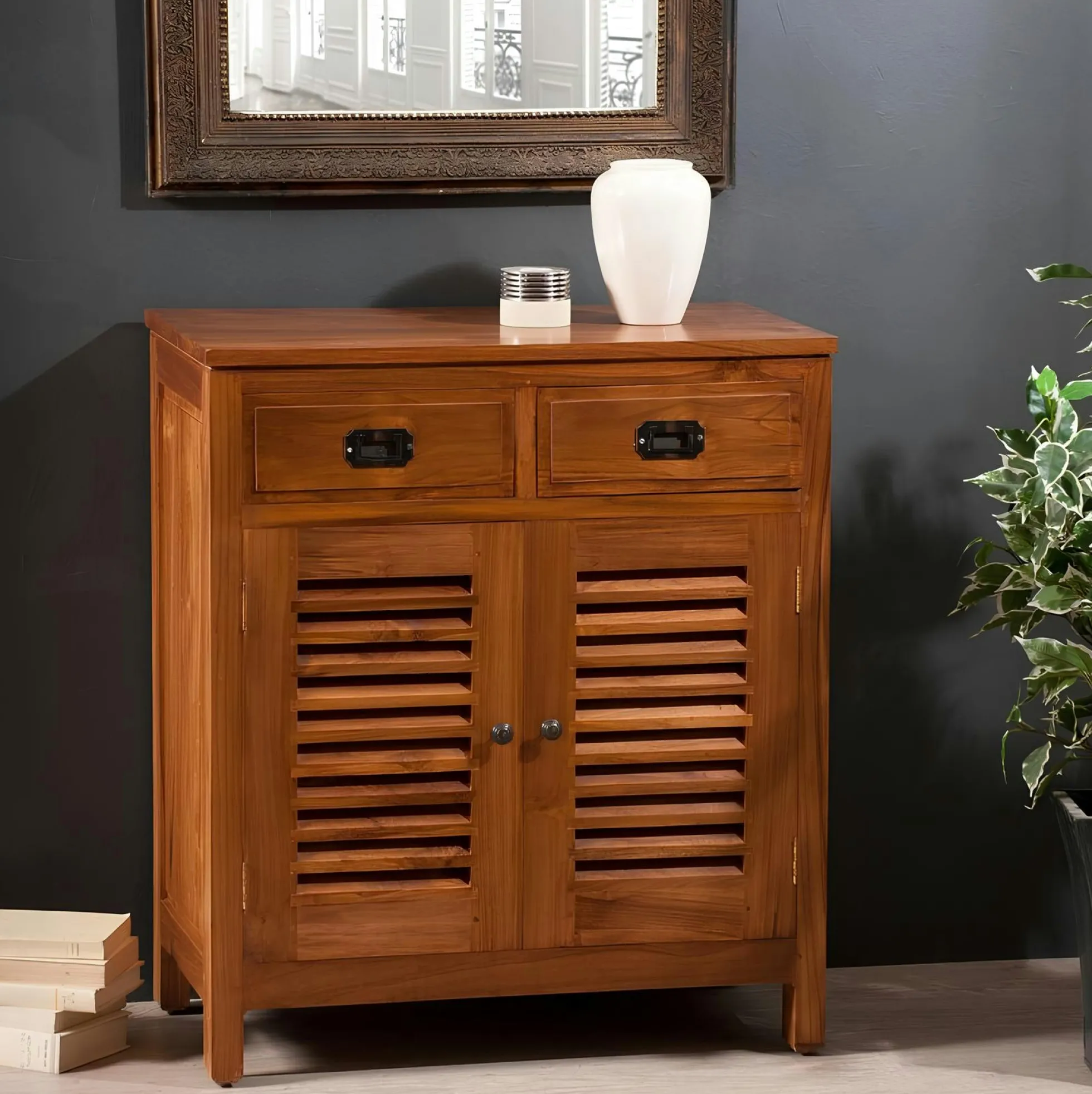 Buffet salon exotique bois de teck petit modèle BISHO