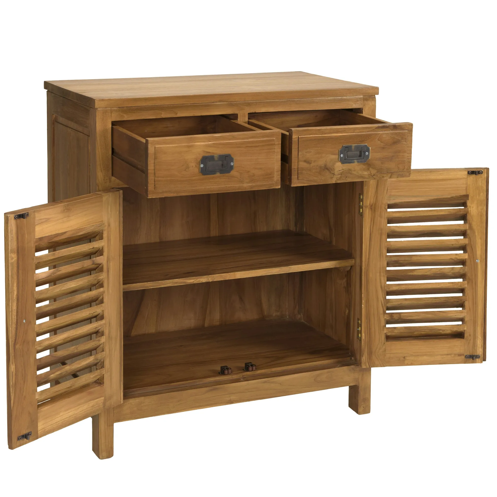 Buffet salon exotique bois de teck petit modèle BISHO