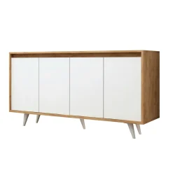 Buffet scandinave bicolore, 4 portes blanches JENA