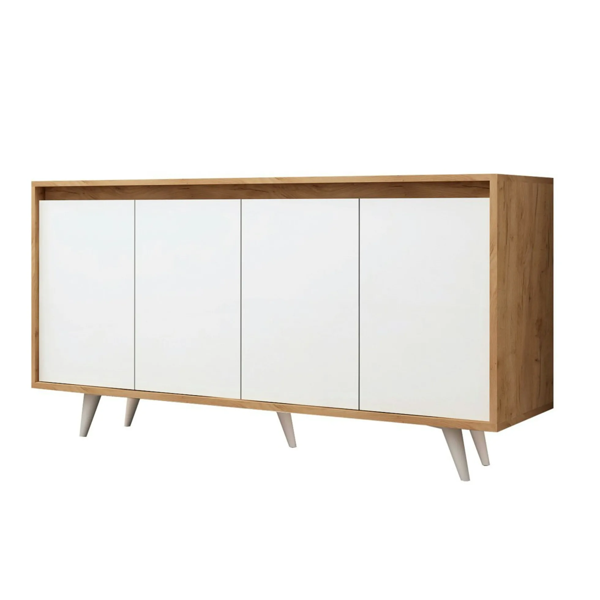 Buffet scandinave bicolore, 4 portes blanches JENA