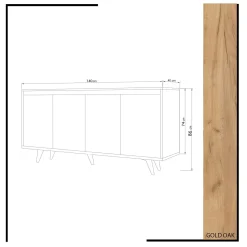 Buffet scandinave bicolore, 4 portes blanches JENA