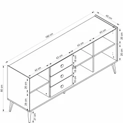 Buffet scandinave blanc et effet bois avec 3 tiroirs MARFA