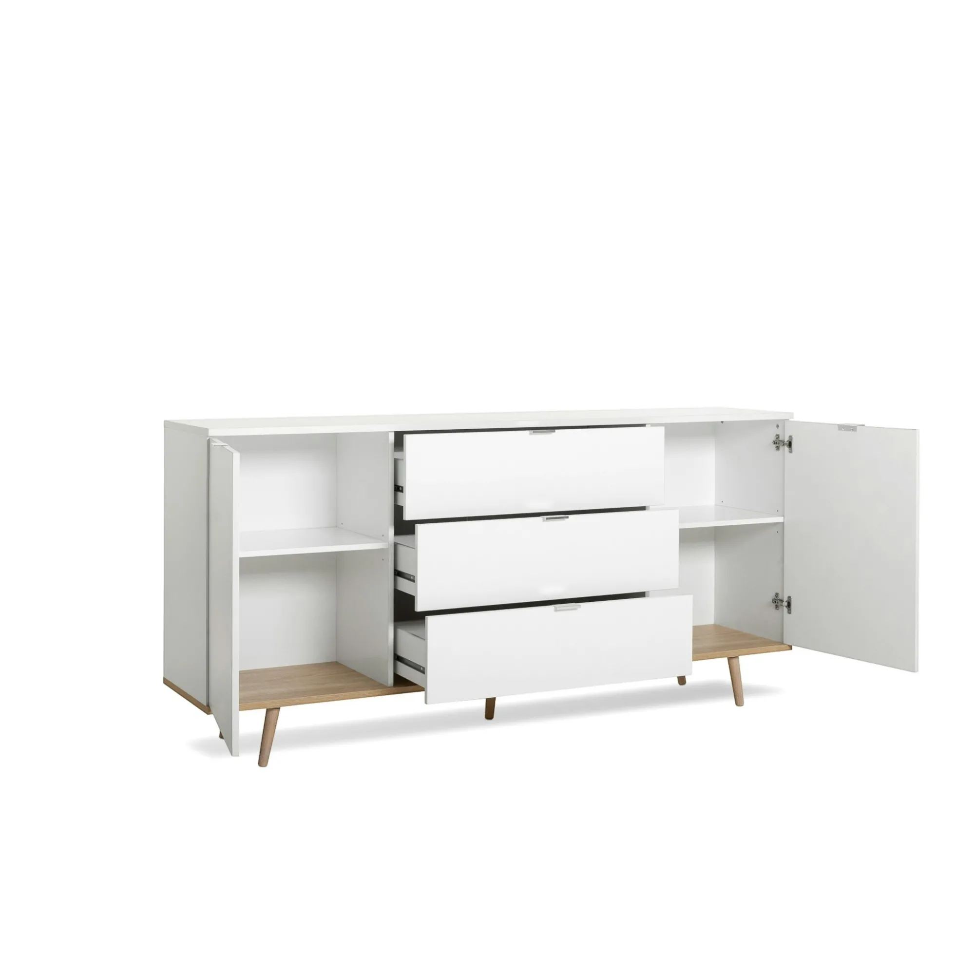 Buffet scandinave blanc 2 portes 3 tiroirs ALVA