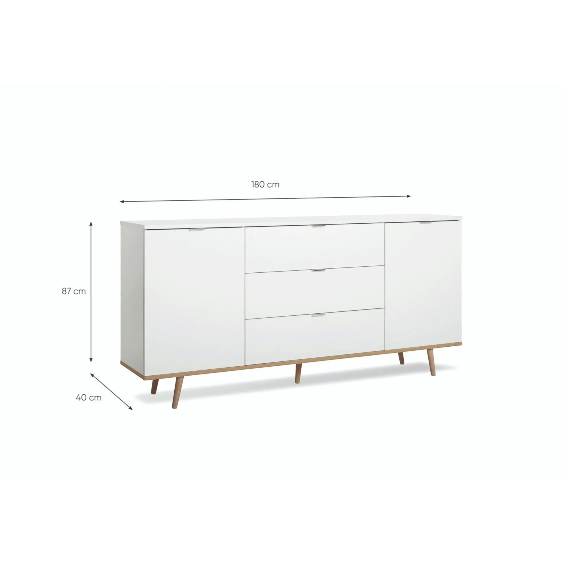 Buffet scandinave blanc 2 portes 3 tiroirs ALVA