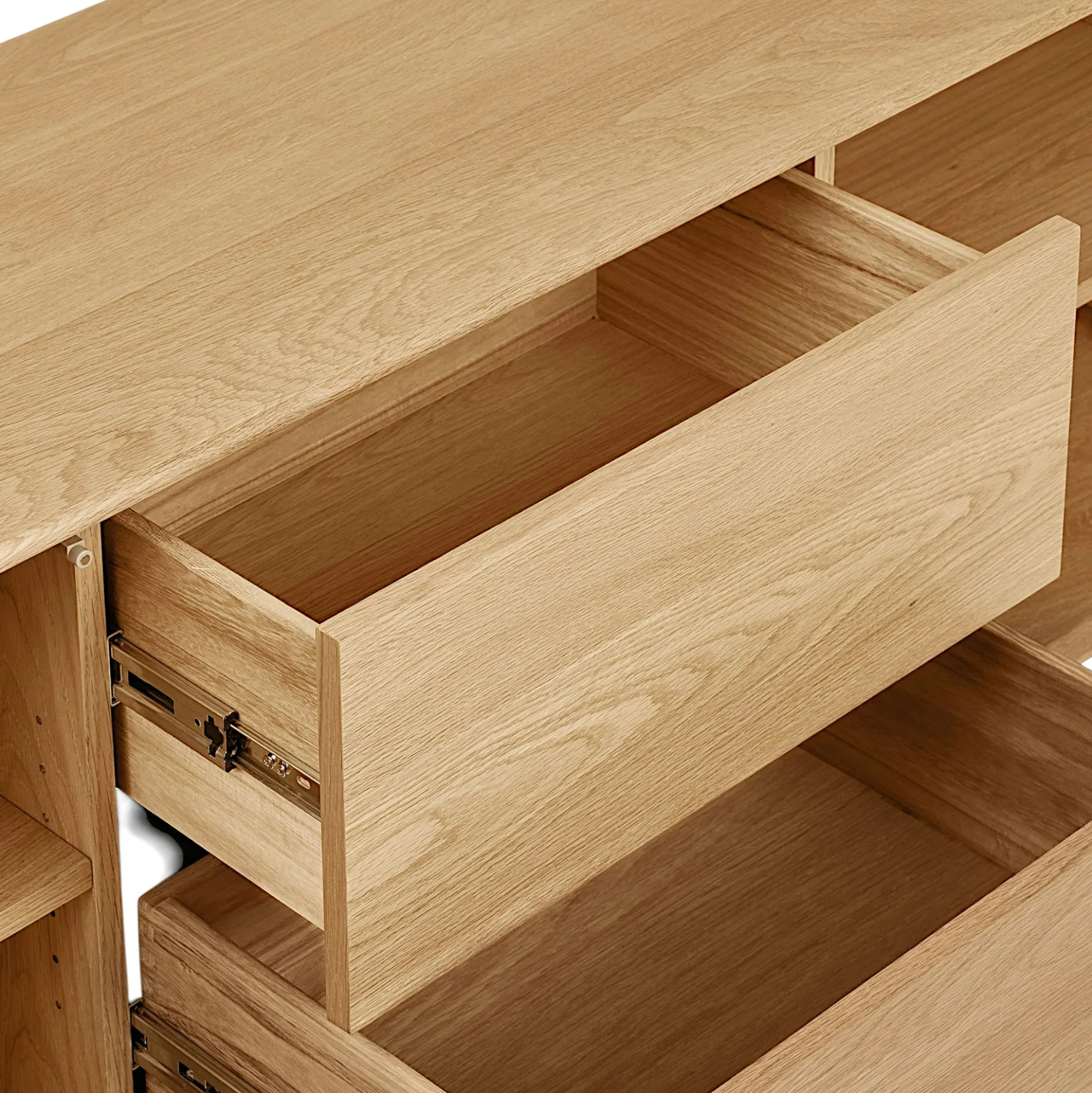 Buffet scandinave en placage chêne 2 portes 2 tiroirs TARAZ