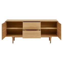 Buffet scandinave en placage chêne 2 portes 2 tiroirs TARAZ