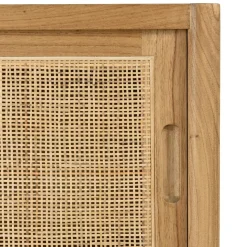 Buffet 2 étagères 2 portes coulissantes en mindi et rotin naturel TIVARO